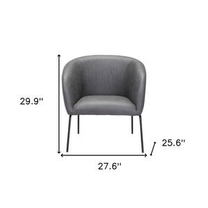 Homeroots 28" Gray And Black Faux Leather Barrel Chair   395056
