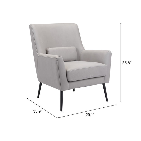 Homeroots 29" Gray And Black Faux Leather Arm Chair And Toss Pillow   395057