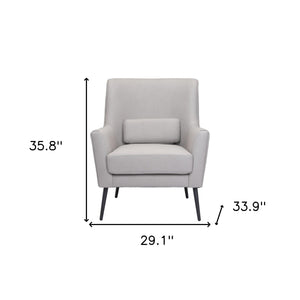 Homeroots 29" Gray And Black Faux Leather Arm Chair And Toss Pillow   395057