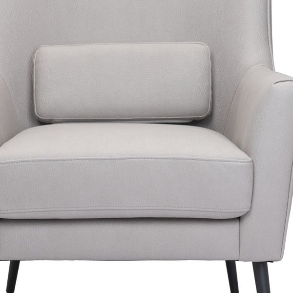 Homeroots 29" Gray And Black Faux Leather Arm Chair And Toss Pillow   395057