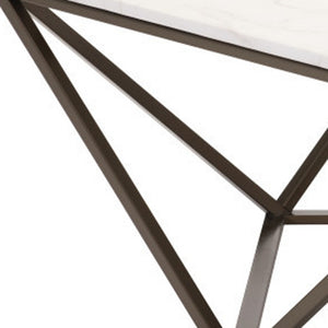 Homeroots 36" White Faux Marble And Steel Square Coffee Table   395071