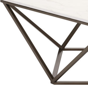 Homeroots 36" White Faux Marble And Steel Square Coffee Table   395071