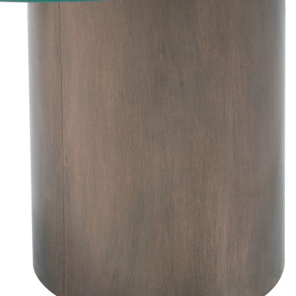 Homeroots Set Of Two 32" Clear And Antique Gold Glass And Steel Round Coffee Table   395072