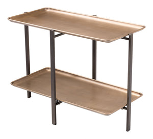 Homeroots 33" Gold And Black Steel Coffee Table With Shelf   395081