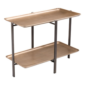 Homeroots 33" Gold And Black Steel Coffee Table With Shelf   395081