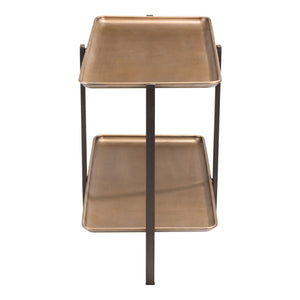 Homeroots 33" Gold And Black Steel Coffee Table With Shelf   395081