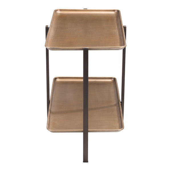 Homeroots 33" Gold And Black Steel Coffee Table With Shelf   395081