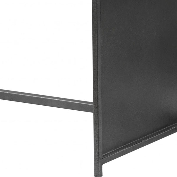 Homeroots 36" Gray And Black Genuine Marble And Steel Round Coffee Table   395089