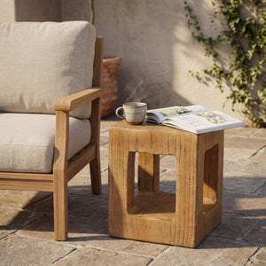 English Elm Mgo Handcrafted Side Table with Faux Wood Grain Finish for Living Room or Bedroom N772P408185W