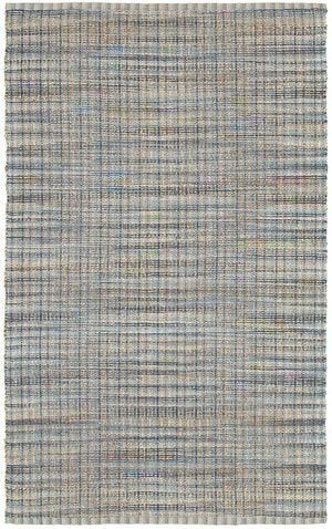 Homeroots 5' X 8' Blue And Ivory Hand Woven Area Rug  Jute 395096