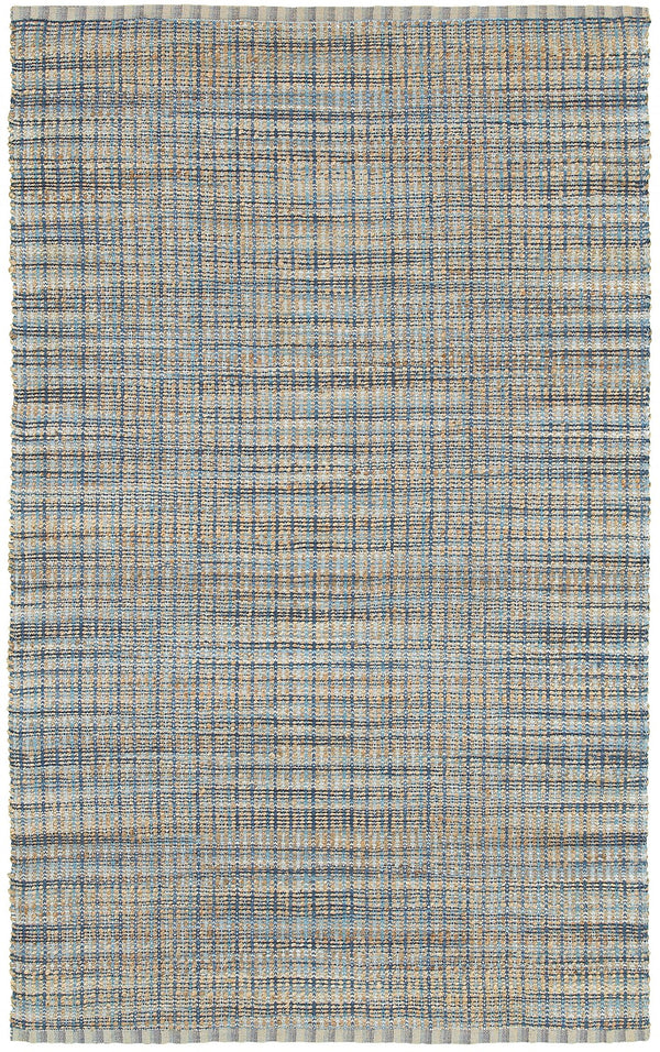 Homeroots 5' X 8' Blue And Ivory Hand Woven Area Rug  Jute 395096