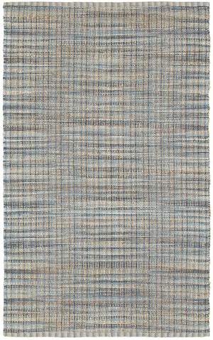 Homeroots 5' X 8' Blue And Ivory Hand Woven Area Rug  Jute 395096