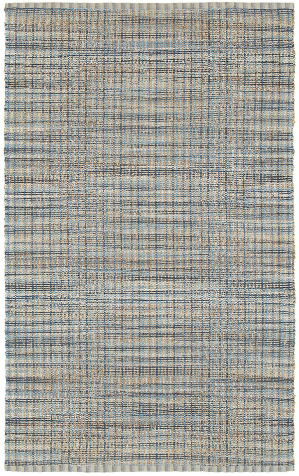 Homeroots 5' X 8' Blue And Ivory Hand Woven Area Rug  Jute 395096