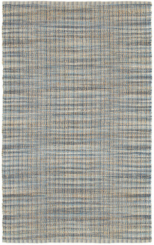 Homeroots 8' X 10' Blue And Ivory Hand Woven Area Rug  Jute 395097