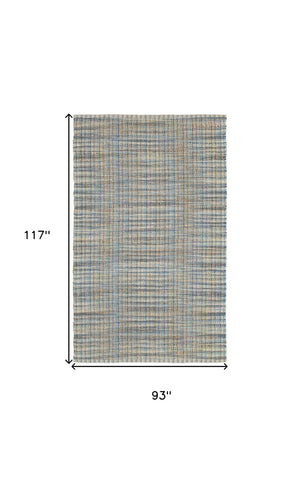 Homeroots 8' X 10' Blue And Ivory Hand Woven Area Rug  Jute 395097