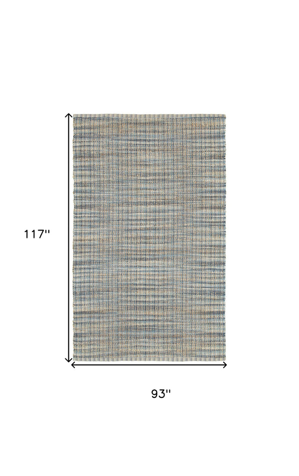 Homeroots 8' X 10' Blue And Ivory Hand Woven Area Rug  Jute 395097