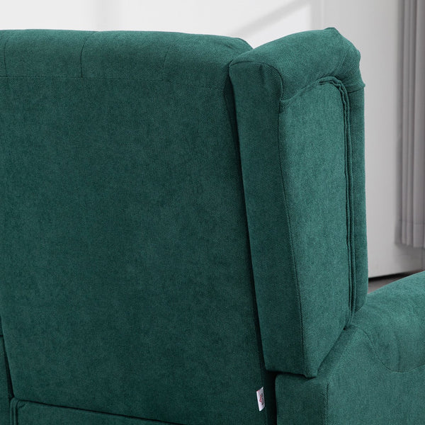 English Elm HOMCOM Elegant Button-Tufted Wingback Accent Chair in Dark Green with Thick Padded Seat & Eucalyptus Legs W2225P200667