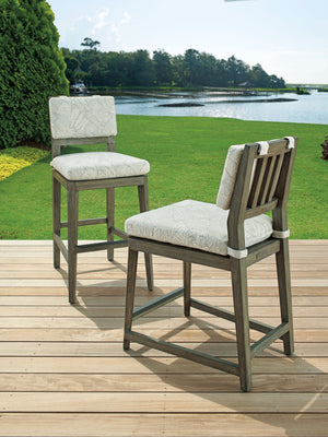 Lexington Tommy Bahama Outdoor 3950 La Jolla Bar Stool - Stylish Teak Design With Plush Upholstered Seating For Outdoor Elegance Taupe  3950-16-40