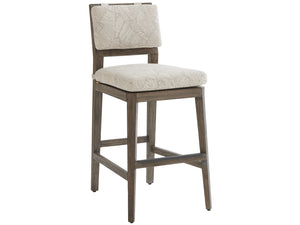 Lexington Tommy Bahama Outdoor 3950 La Jolla Bar Stool - Stylish Teak Design With Plush Upholstered Seating For Outdoor Elegance Taupe  3950-16-40