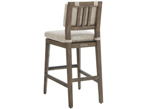 Lexington Tommy Bahama Outdoor 3950 La Jolla Bar Stool - Stylish Teak Design With Plush Upholstered Seating For Outdoor Elegance Taupe  3950-16-40