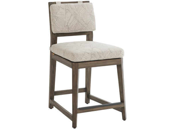 Lexington Tommy Bahama Outdoor 3950 La Jolla Bar Stool - Stylish Teak Design With Plush Upholstered Seating For Outdoor Elegance Taupe  3950-17-40