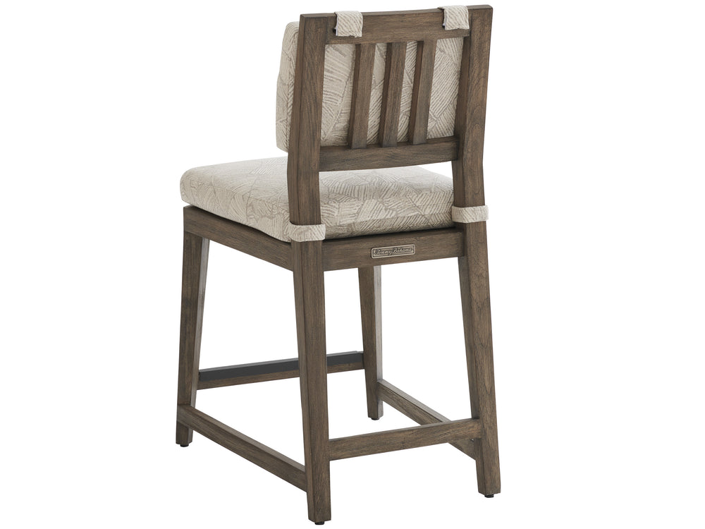 Lexington Tommy Bahama Outdoor 3950 La Jolla Bar Stool - Stylish Teak Design With Plush Upholstered Seating For Outdoor Elegance Taupe  3950-17-40
