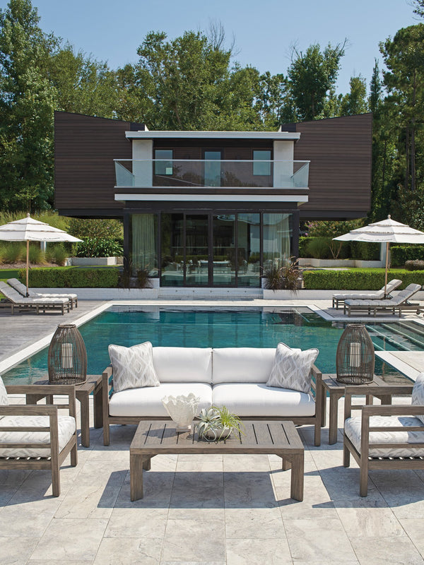 Lexington Tommy Bahama Outdoor 3950-945 La Jolla Rectangular Cocktail Table - Stylish Teak Design With Plush Seating & Protection Taupe  3950-945