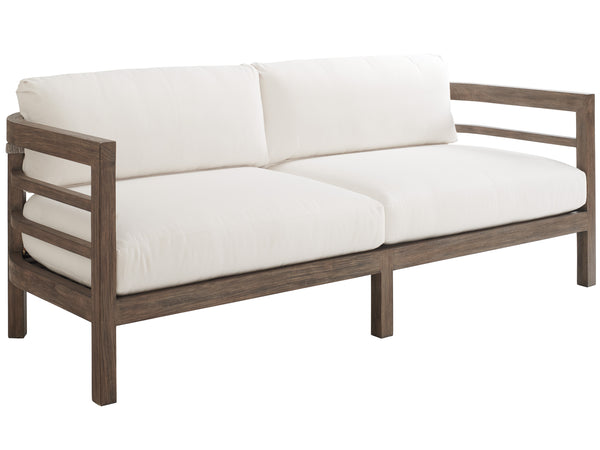Lexington Tommy Bahama Outdoor 3950-33-42 La Jolla Outdoor Sofa: Elegant Teak Design With Plush Upholstery & Performance Fabrics Taupe  3950-33-42