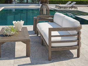 Lexington Tommy Bahama Outdoor 3950-33-42 La Jolla Outdoor Sofa: Elegant Teak Design With Plush Upholstery & Performance Fabrics Taupe  3950-33-42