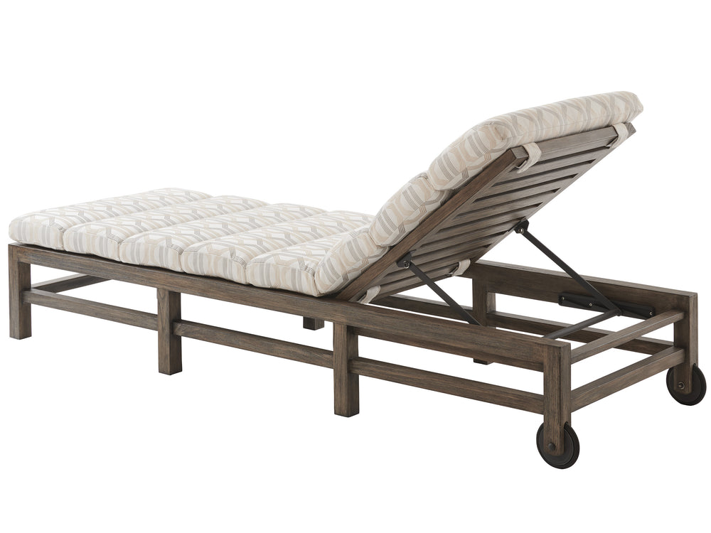 Lexington Tommy Bahama Outdoor 3950-75-40 La Jolla Chaise Lounge - Stylish Teak Design With Plush Seating For Outdoor Relaxation Taupe  3950-75-40