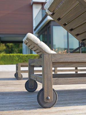 Lexington Tommy Bahama Outdoor 3950-75-40 La Jolla Chaise Lounge - Stylish Teak Design With Plush Seating For Outdoor Relaxation Taupe  3950-75-40