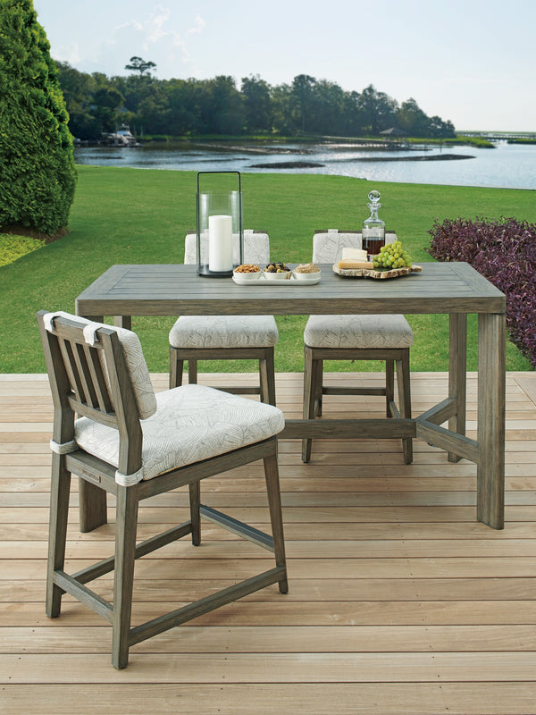 Lexington Tommy Bahama Outdoor 3950-873 La Jolla High/Low Bistro Table - Contemporary Teak Design With Stylish Performance Fabrics Taupe  3950-873