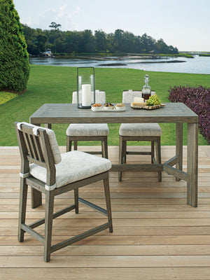 Lexington Tommy Bahama Outdoor 3950 La Jolla Bar Stool - Stylish Teak Design With Plush Upholstered Seating For Outdoor Elegance Taupe  3950-17-40