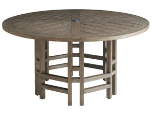 Lexington Tommy Bahama Outdoor 3950-875c La Jolla Round Dining Table – Stylish Teak Design For Elegant Outdoor Entertaining Spaces Taupe  3950-875c