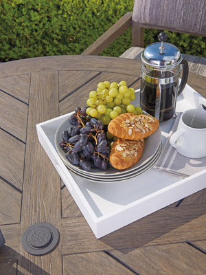 Lexington Tommy Bahama Outdoor 3950-875c La Jolla Round Dining Table – Stylish Teak Design For Elegant Outdoor Entertaining Spaces Taupe  3950-875c