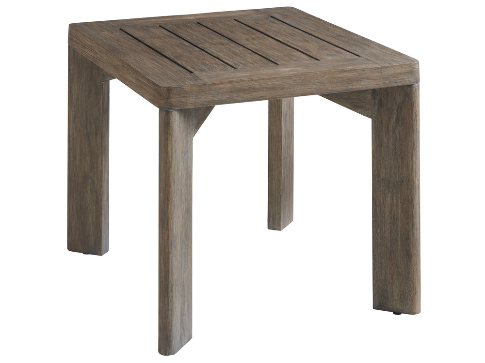 Lexington Tommy Bahama Outdoor 3950-955 La Jolla Rectangular End Table - Contemporary Teak Design With Faux Slate Top & Vintage Finish Taupe  3950-955