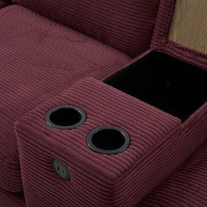 English Elm United L-Shaped Multifunctional Corduroy Sofa: 4-Seater With Usb Ports, Cup Holders & Storage Solutions W1568S00220-GIGA