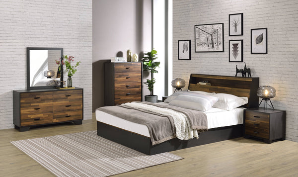 English Elm Walnut Modern 6-Drawer Dresser with English Dovetail & Metal Glides — Spacious, Durable Storage B062P209033