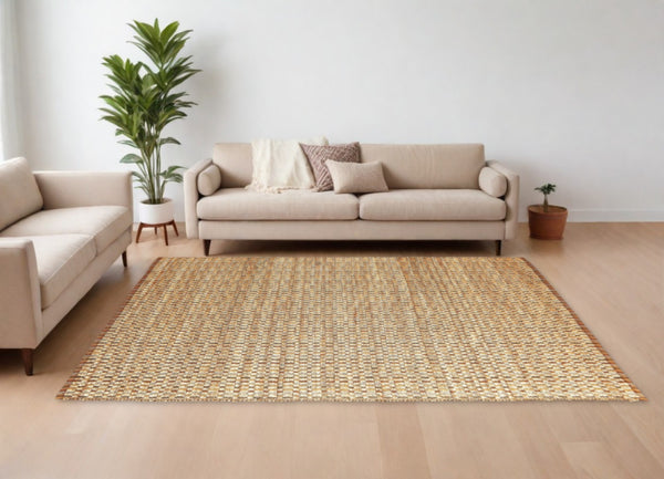 Homeroots 9' X 12' Tan Classic Interwoven Area Rug  Jute 395100