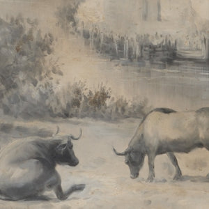 Wildwood Chateau Original Oil On Canvas, Antique Gold Framed 62.5X50.5-Inches Statement Landscape For Interiors 395101