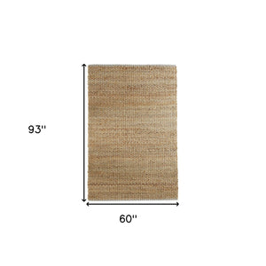 Homeroots 5' X 8' Natural Hand Woven Area Rug  Jute 395110