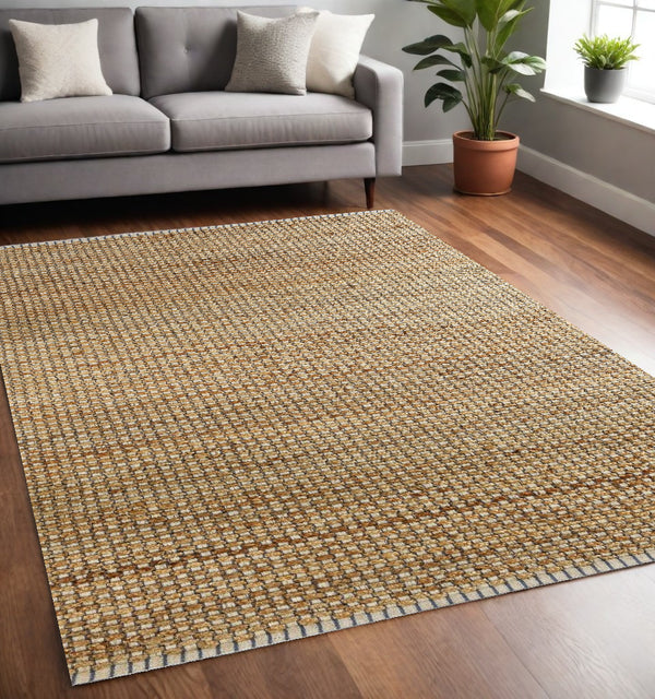 Homeroots 5' X 8' Natural Hand Woven Area Rug  Jute 395110