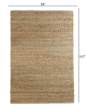 Homeroots 8' X 10' Natural Hand Woven Area Rug  Jute 395111