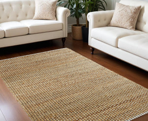 Homeroots 8' X 10' Natural Hand Woven Area Rug  Jute 395111