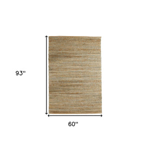 Homeroots 5' X 8' Teal And Natural Braided Jute Area Rug  Jute 395116