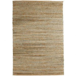 Homeroots 8' X 10' Teal And Natural Braided Jute Area Rug  Jute 395117