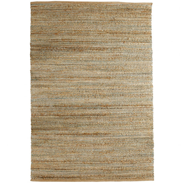 Homeroots 8' X 10' Teal And Natural Braided Jute Area Rug  Jute 395117