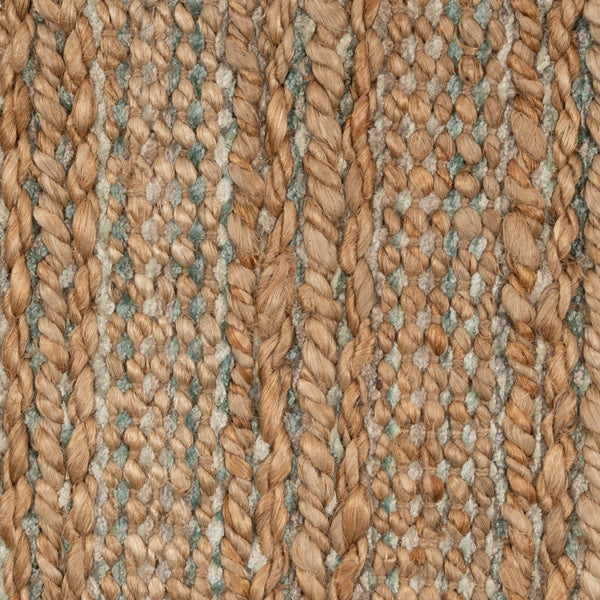Homeroots 8' X 10' Teal And Natural Braided Jute Area Rug  Jute 395117