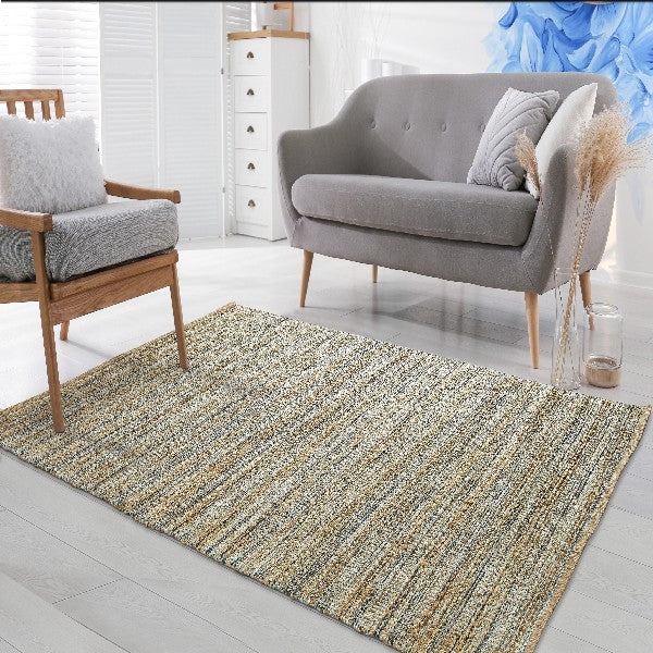 Homeroots 8' X 10' Teal And Natural Braided Jute Area Rug  Jute 395117