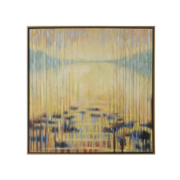 Wildwood Spring Spring Lake Oil Seascape In Gold Wood Frame — 45.5" Impressionistic Coastal Canvas, Ready To Hang 395123